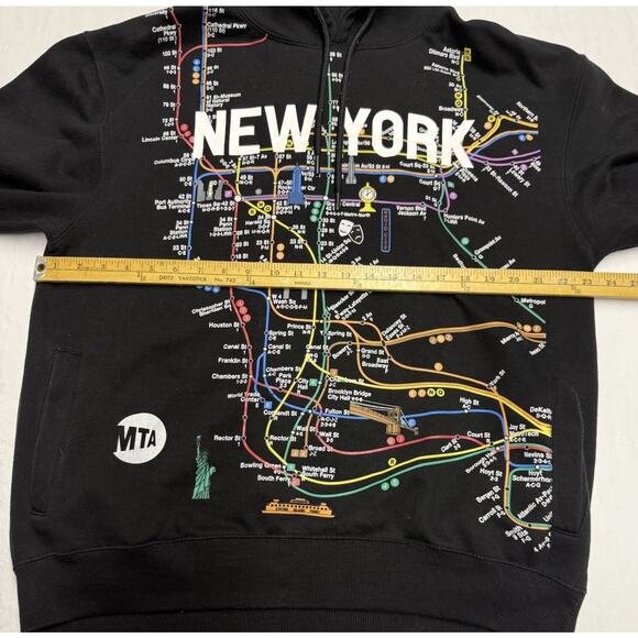 MTA New York Subway Map Hoodie, Black, Size: Men’s XL Unisex - Picture 7 of 8